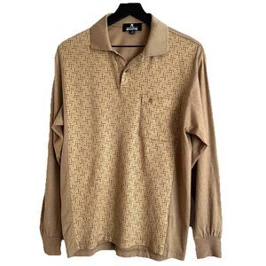 Vintage Montagut Paris Mens Long Sleeve Polo Size 48 Tan